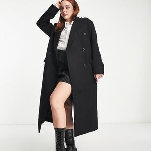 Weekday Alex oversized masculine double breasted coat in black